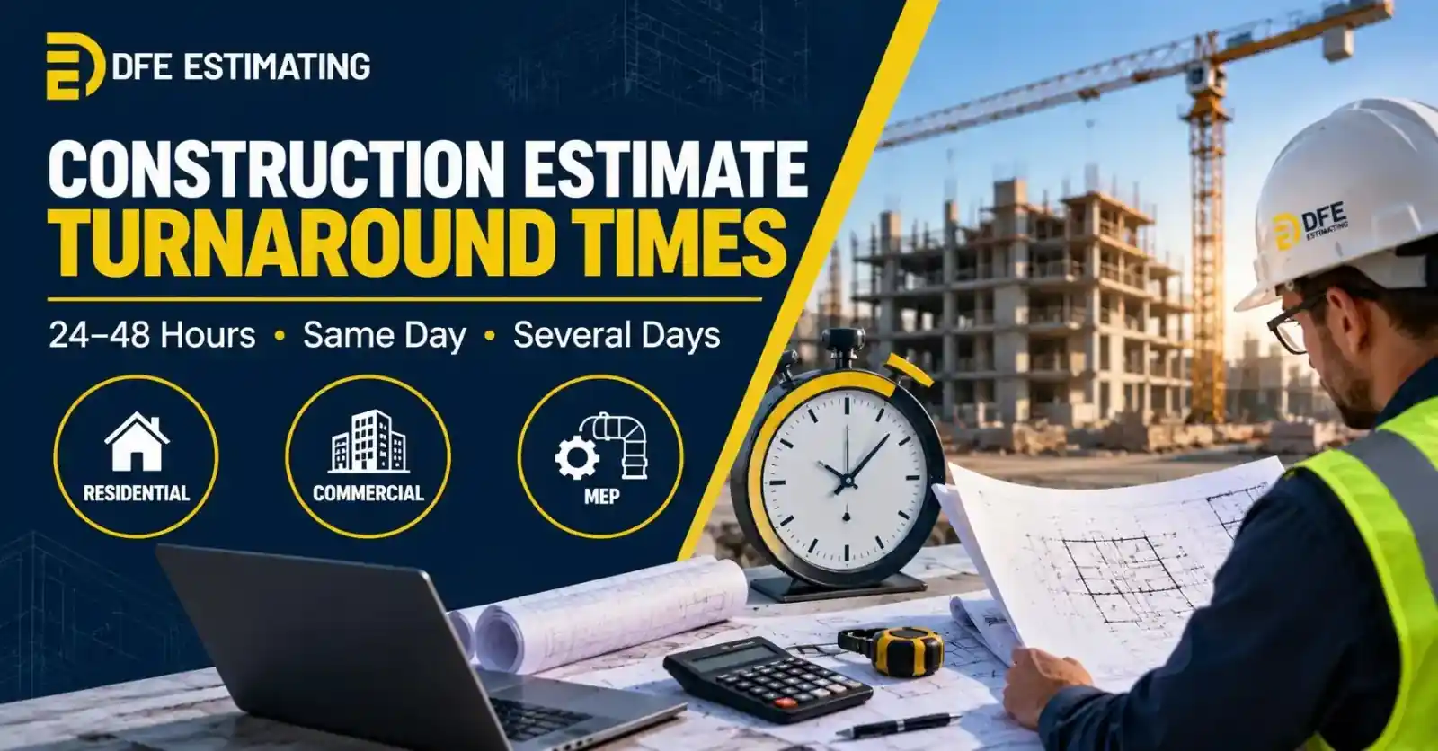 DFE Estimating construction estimate turnaround times