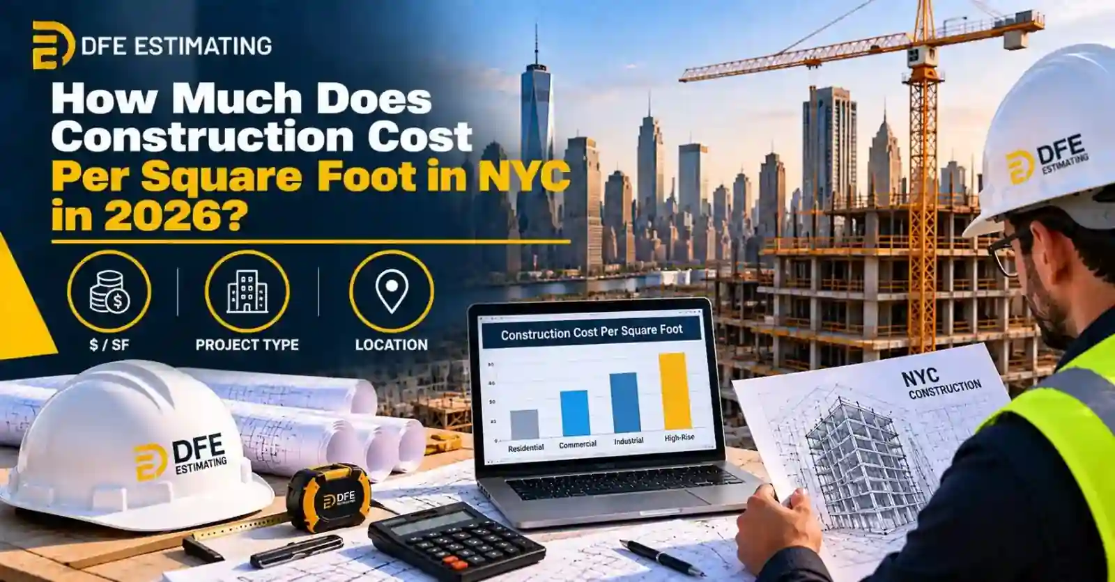 NYC construction cost per square foot in 2026 by project type